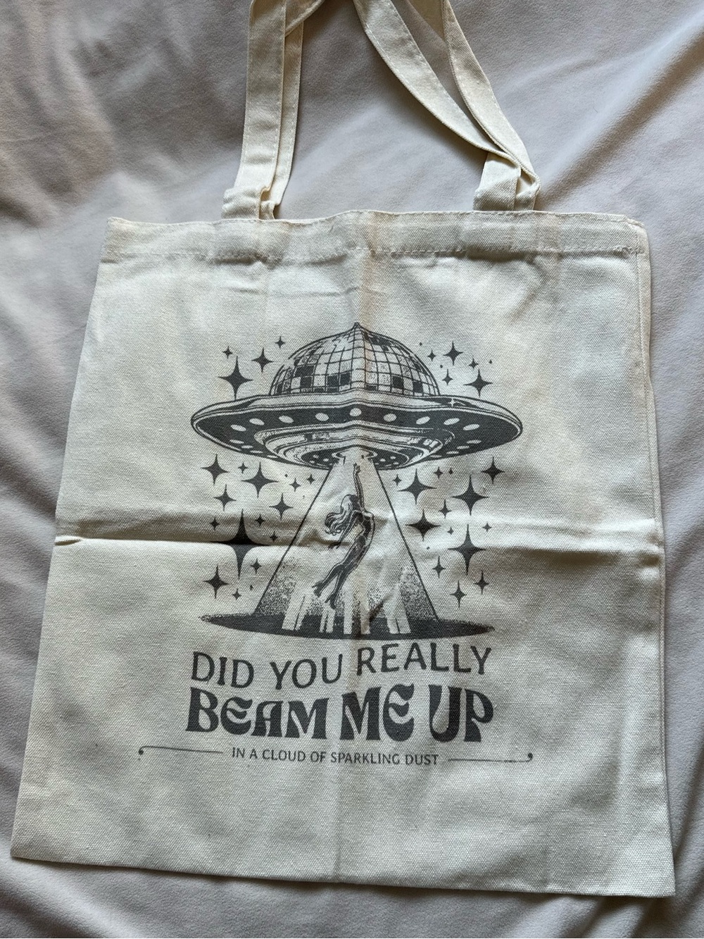 Taylor Swift Down Bad “Did you really beam me up” canvas tote bag